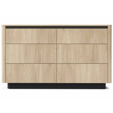 Komoda z 6 szufladami 163 cm TIAGO dąb cremona + czarny